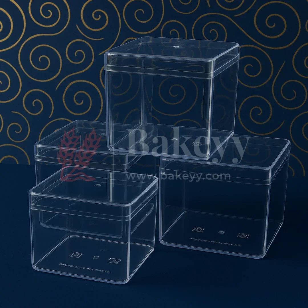 26x26x11 cm | Rigid Square Shaped Gift Box with 4 Plastic Box | Hamper Box | Dark Green | 1 Piece - Image 6