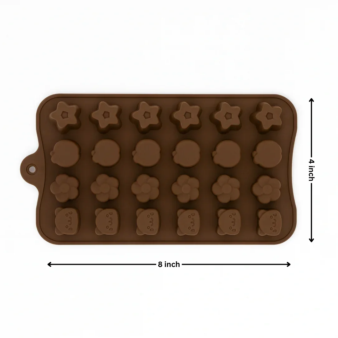 28-Cavity | Cute Mini Shapes Silicone Chocolate Mould | Non-Stick Baking & Candy Making Tray | 1 Piece - Image 2