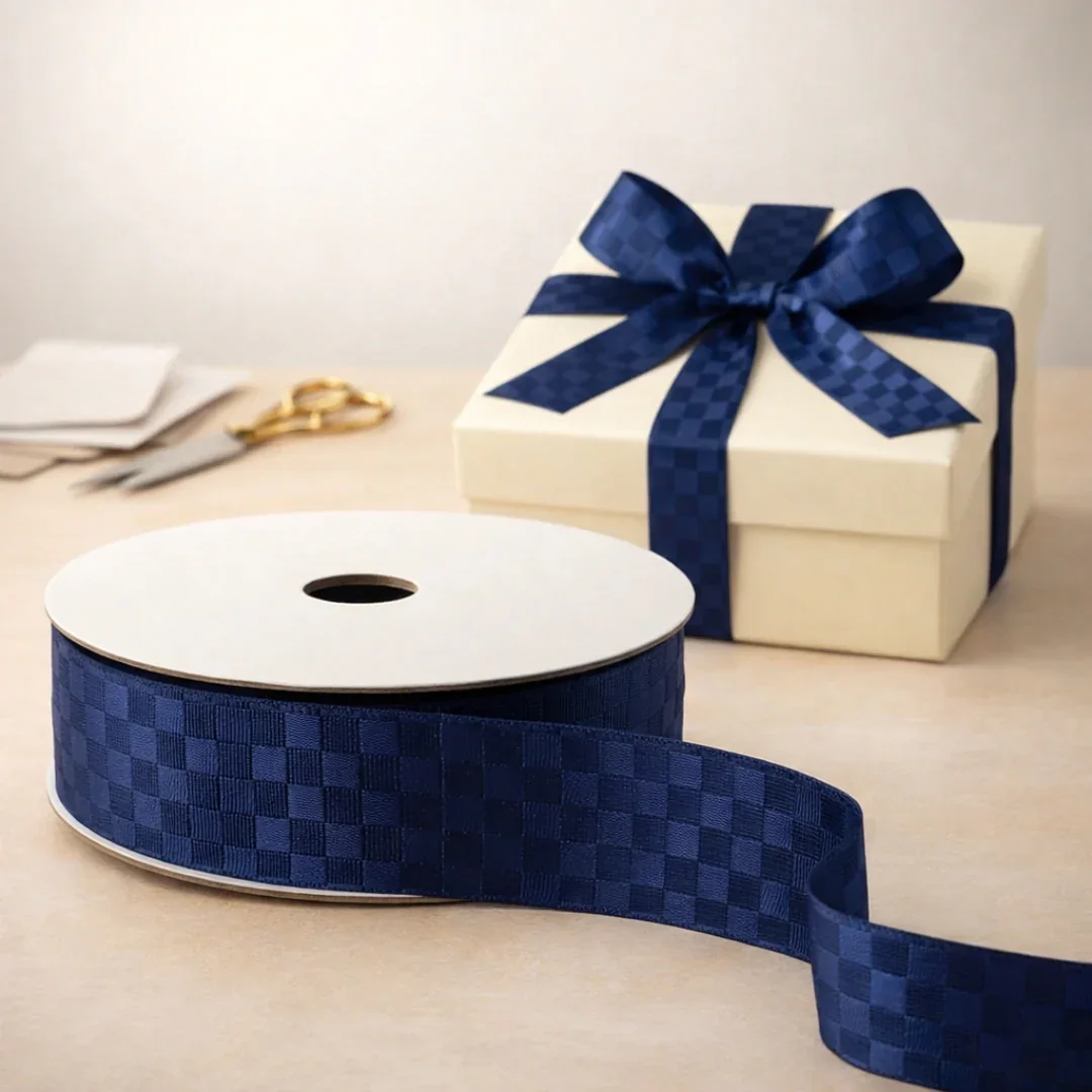 2cm |18 Mtr Premium Elegant Checkered Satin Ribbon Roll – Elegant Finish for Gift Wrapping & Crafts| 1 Roll - Image 5