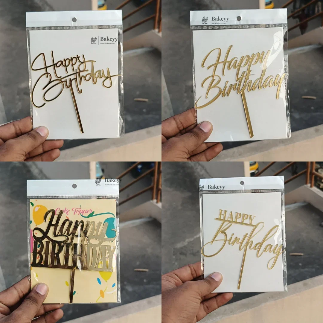 5 Inch Acrylic Cake Topper | Decorative Cake Topper for Celebrations | Assorted designs | Set 3 | Pack of 1 - Image 2