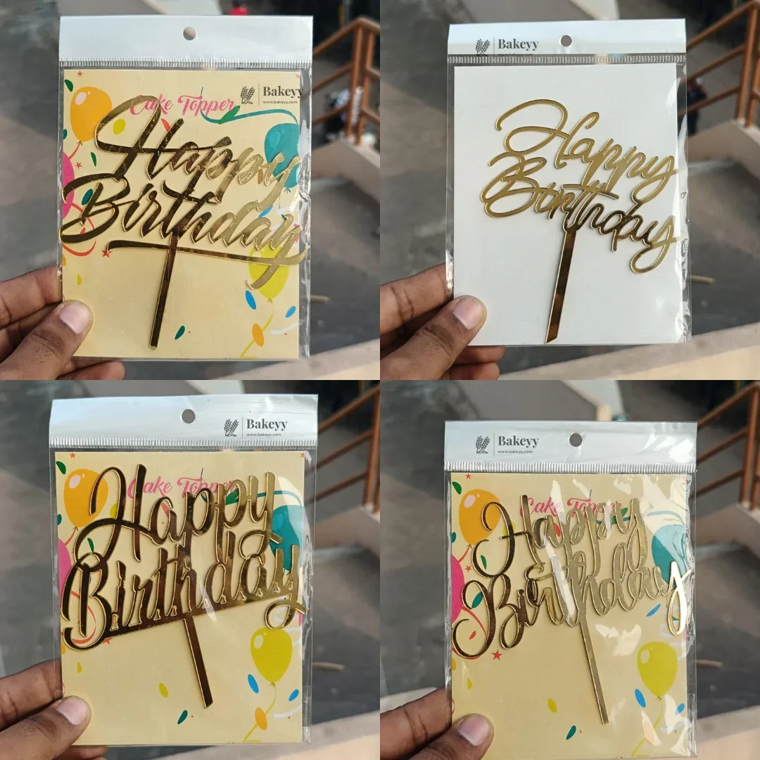 5 Inch Acrylic Cake Topper | Decorative Cake Topper for Celebrations | Assorted designs | Set 2 | Pack of 5 - Image 3