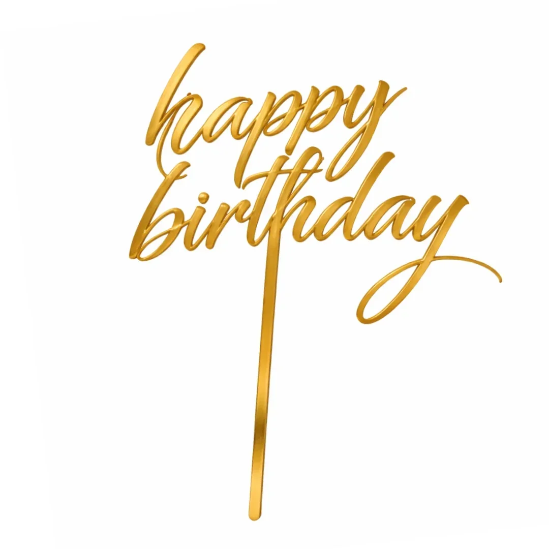 6 Inch Happy Birthday Acrylic Cake Topper | Assorted Designs | 6 Inch Size | Pack of 5 - Image 4