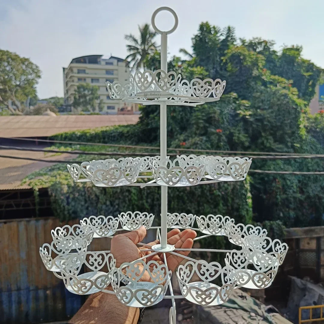 Metal Cupcake Stand with Decorative Cutwork | Elegant Dessert & Cupcake Display Stand | Multiple Design Options| Pack of 1 - Image 3
