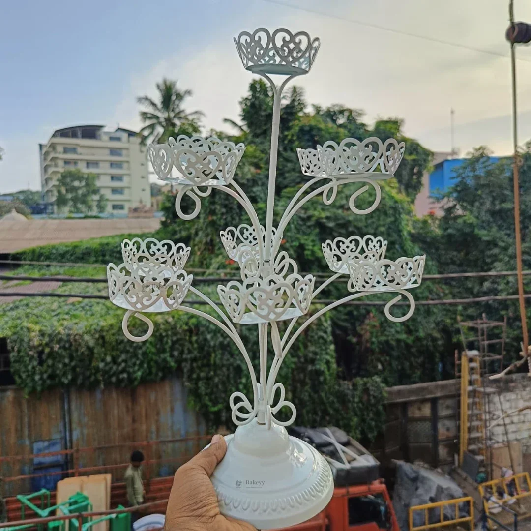 Metal Cupcake Stand with Decorative Cutwork | Elegant Dessert & Cupcake Display Stand | Multiple Design Options| Pack of 1 - Image 4