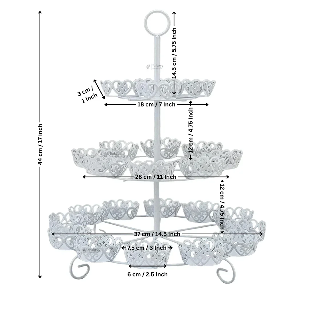 Metal Cupcake Stand with Decorative Cutwork | Elegant Dessert & Cupcake Display Stand | Multiple Design Options| Pack of 1 - Image 5
