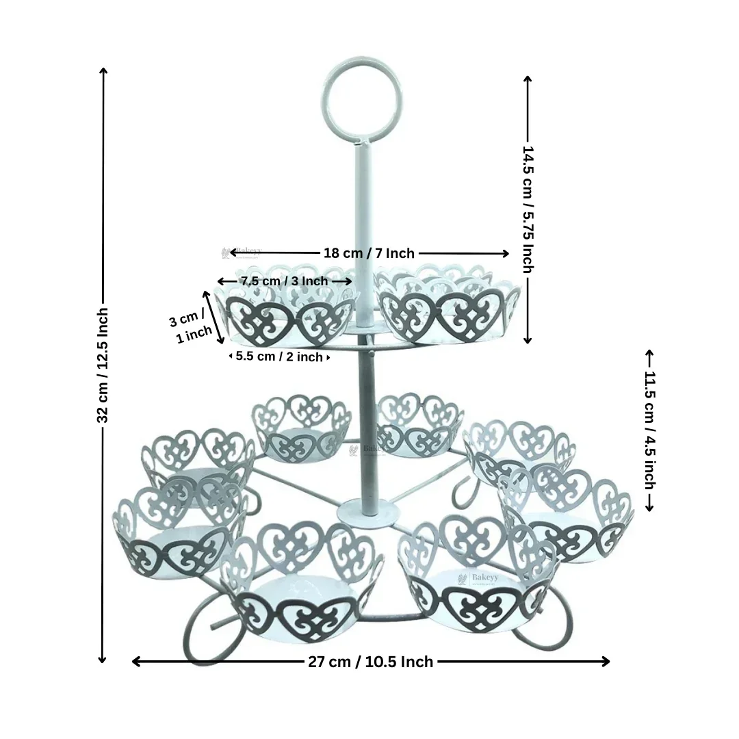Metal Cupcake Stand with Decorative Cutwork | Elegant Dessert & Cupcake Display Stand | Multiple Design Options| Pack of 1 - Image 6