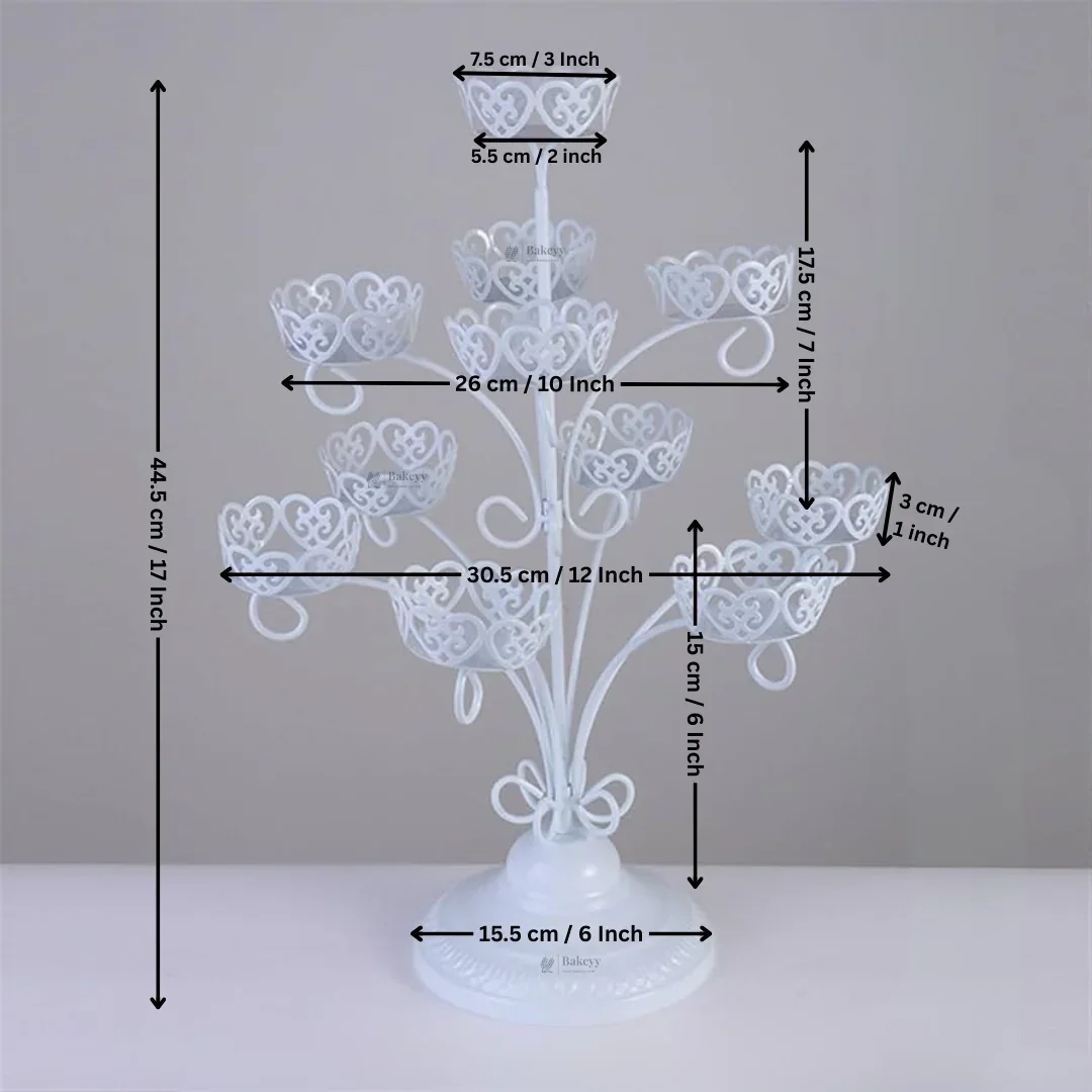Metal Cupcake Stand with Decorative Cutwork | Elegant Dessert & Cupcake Display Stand | Multiple Design Options| Pack of 1 - Image 7