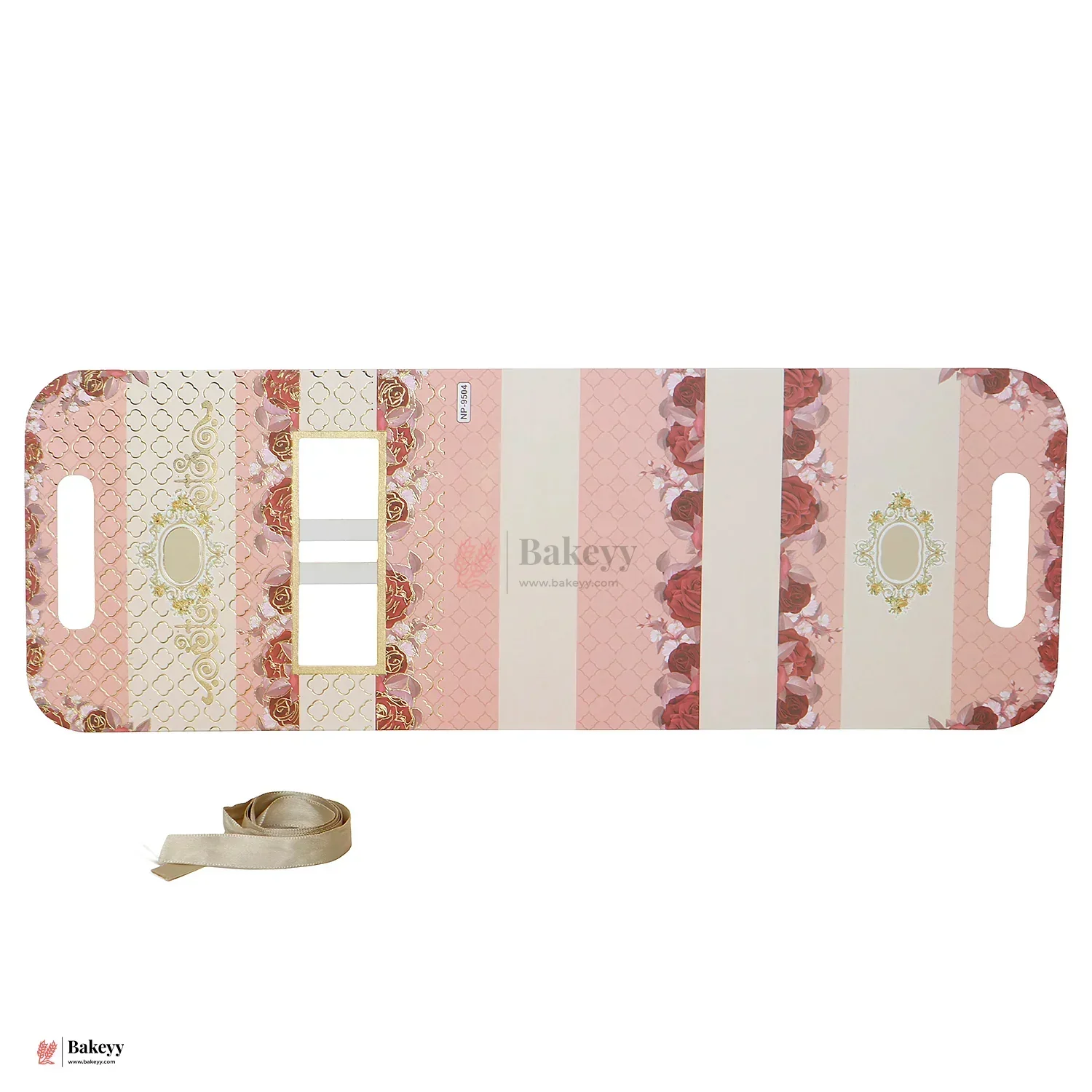 Premium Floral Window Goodie Gift Box with Handle & Ribbon (17.5 x 9 x 19 cm) | Hamper / Dry Fruits / Chocolates Packaging - Image 3