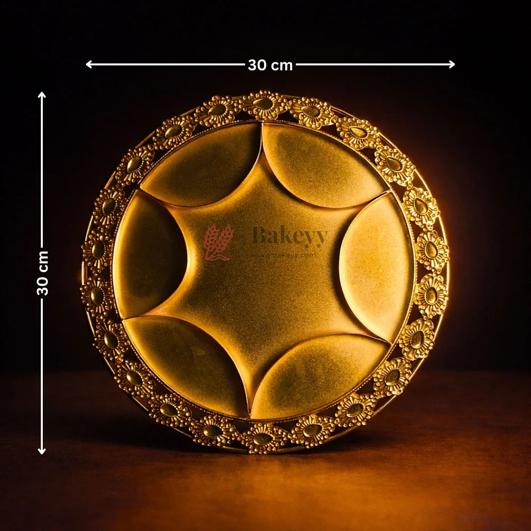 11.8 inch | Luxurious Gold-Plated 6-Partition Serving Tray | Pack of 1 - Image 2