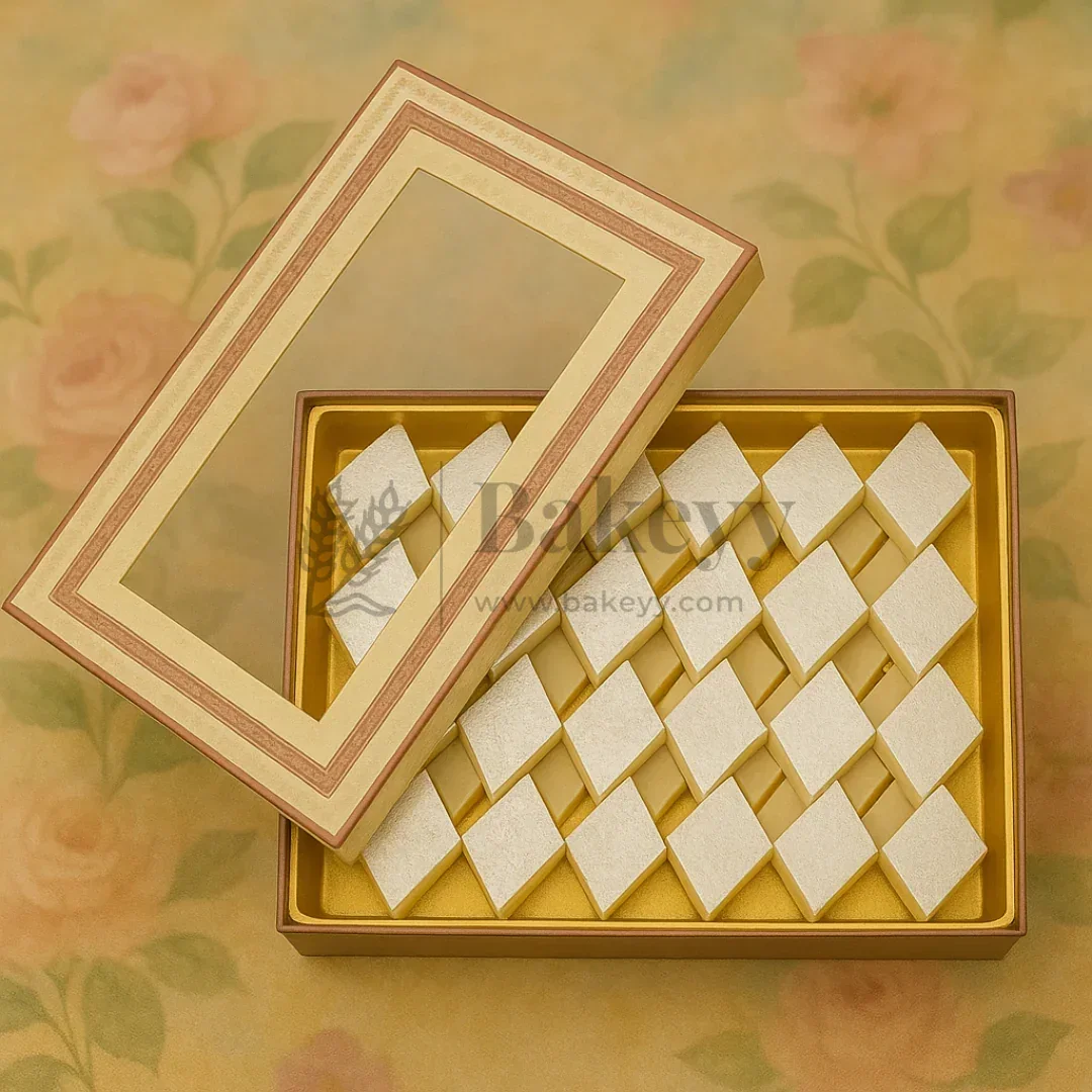Half Kg Sweet Box | Transparent Sweet box with Golden tray | Pack of 10 - Image 3