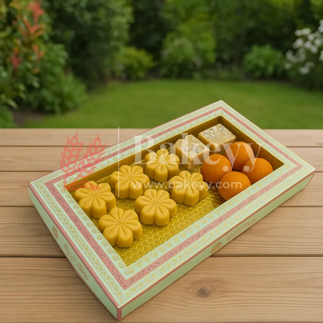 Half Kg Sweet Box | Transparent Sweet box with Golden tray | Pack of 10 - Image 4
