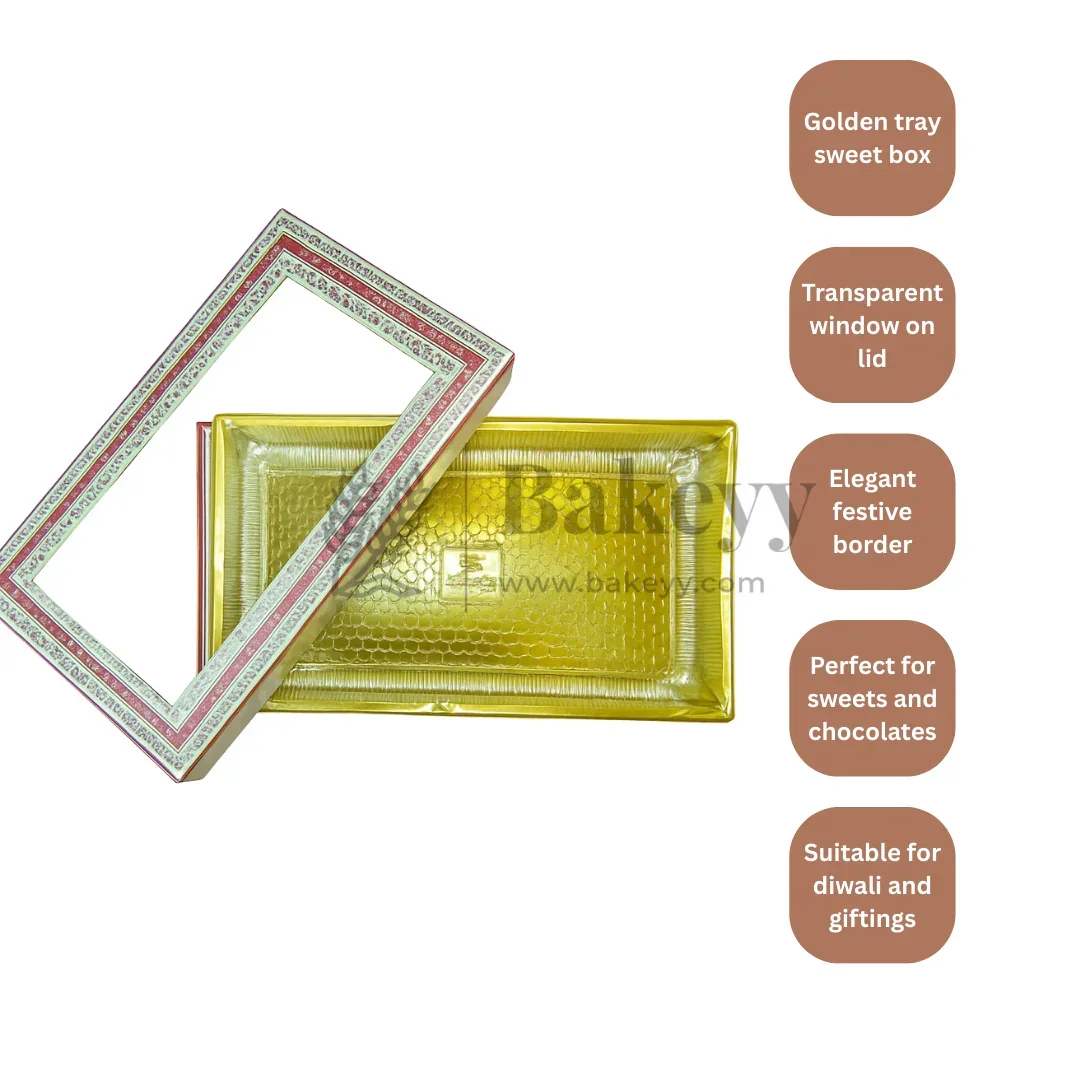 Half Kg Sweet Box | Transparent Sweet box with Golden tray | Pack of 10 - Image 5
