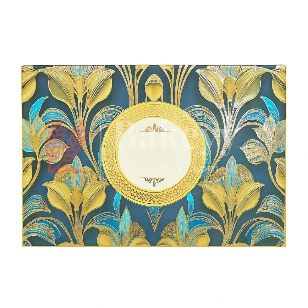 One Kg Sweet Box | Royal blue and gold sweet box with Golden tray | Pack of 10 - Image 4