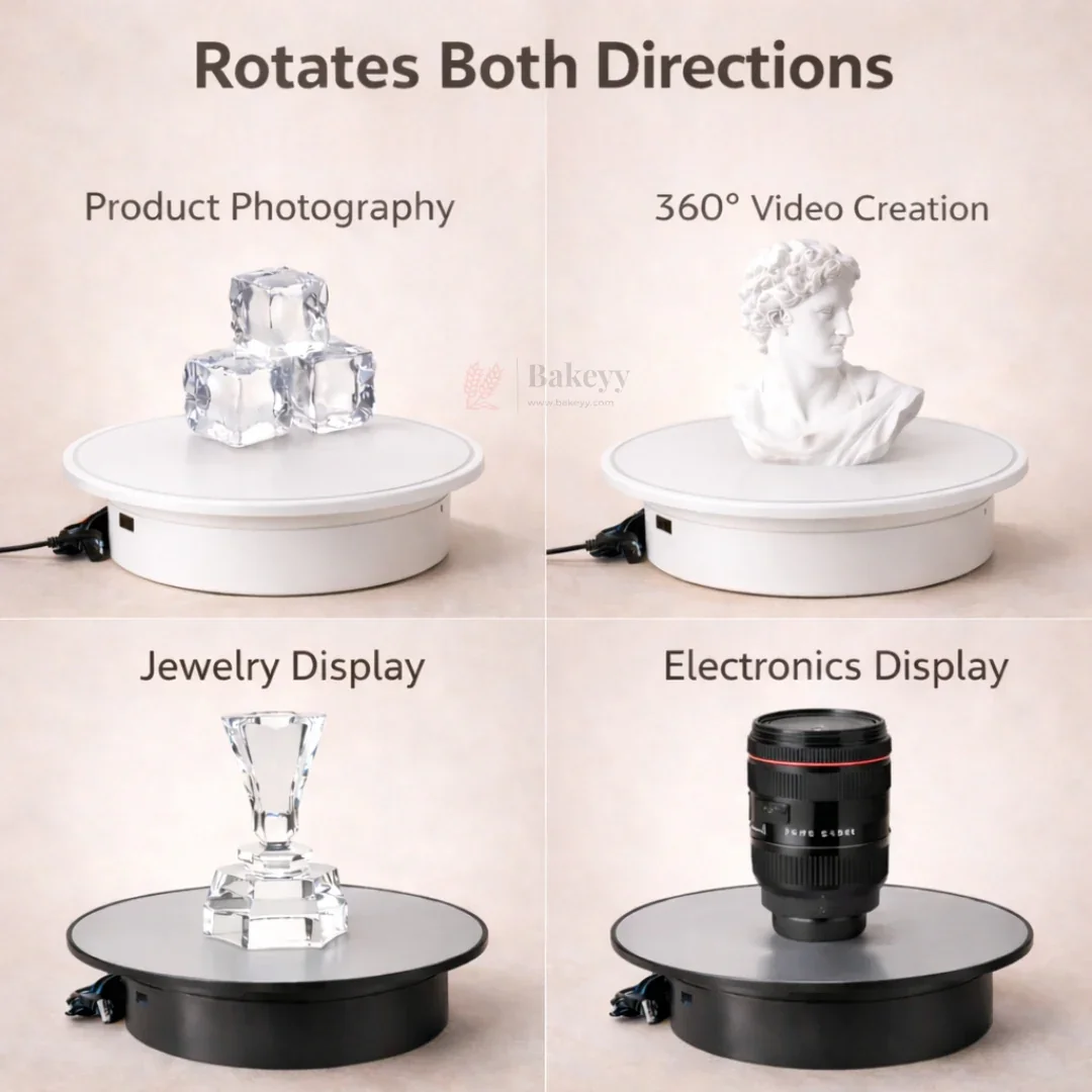 360° Electric Mirror Turntable with Dual Power Option USB & D Battery 2–4 RPM Rotating Display Stand | Pack of 1 - Image 6