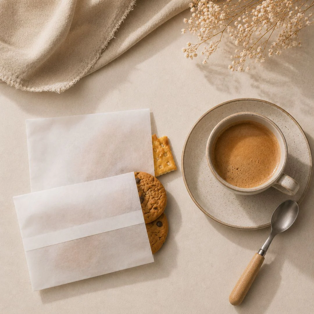 Cookie Pouches | Paper Bags | Glassine Bags | Flat Bakery Sleeves | White | Pack of 100 - Image 3
