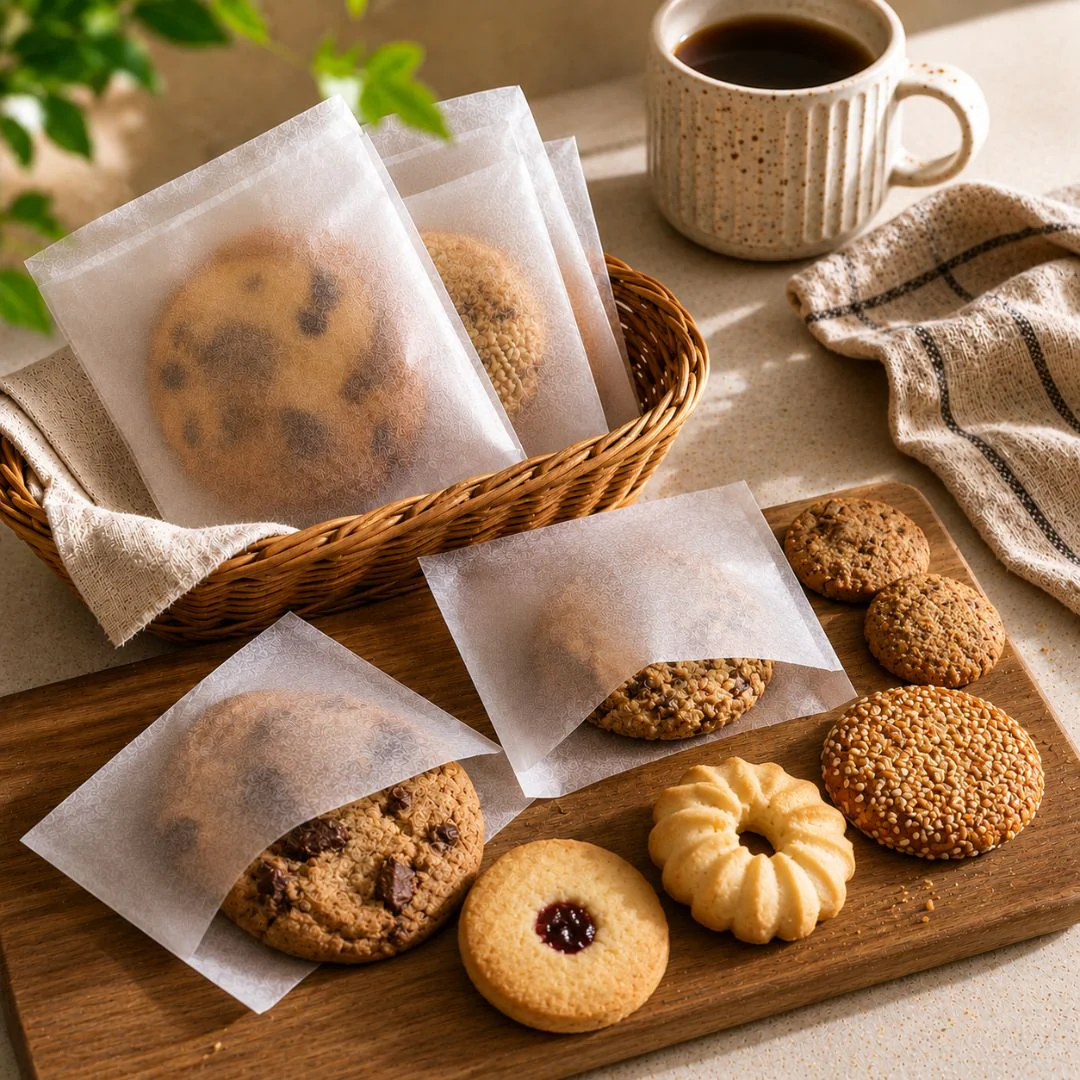 Cookie Pouches | Paper Bags | Glassine Bags | Flat Bakery Sleeves | White | Pack of 100 - Image 4