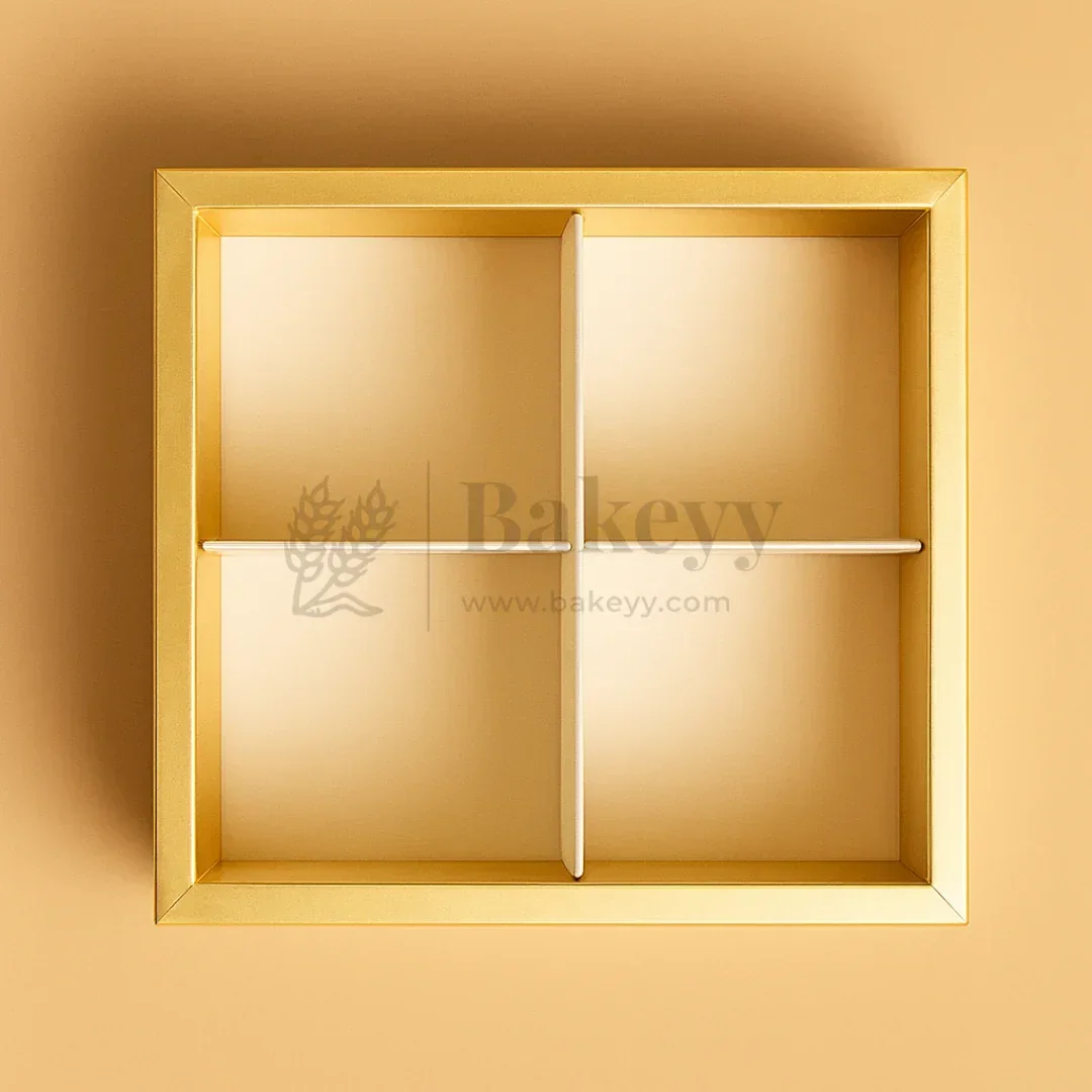 4 Cavity Brownie Box with Transparent Slider Lid | Metallic Gold | Pack of 10 - Image 5
