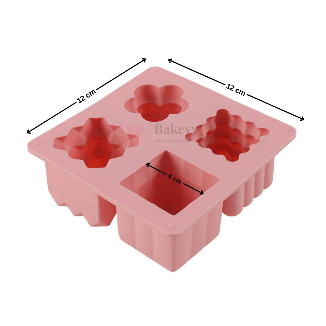 4 Cavity Geometric Cube & Bubble Silicone Chocolate Mould | Pack of 1 - Image 2