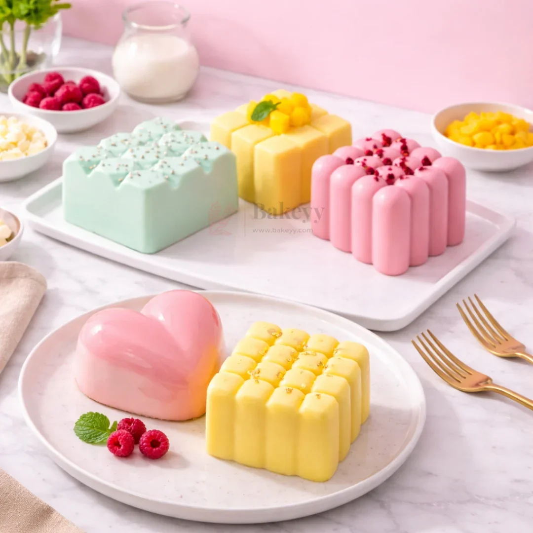 4 Cavity Geometric Cube & Bubble Silicone Chocolate Mould | Pack of 1 - Image 4