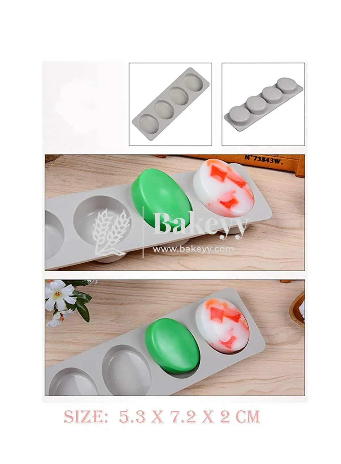 4 Cavity round Silicone Moulds for Soaps and Chocolate Jelly Desserts Mould - Image 3