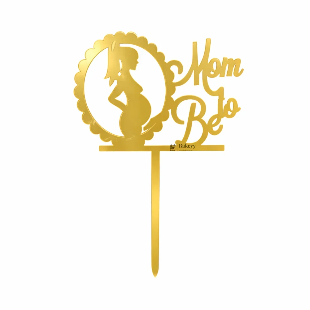 4 Inch Gold Acrylic Baby Shower Cake Topper | Oh Baby, Mom To Be & Baby Shower Designs | Pack of 5 - Image 5