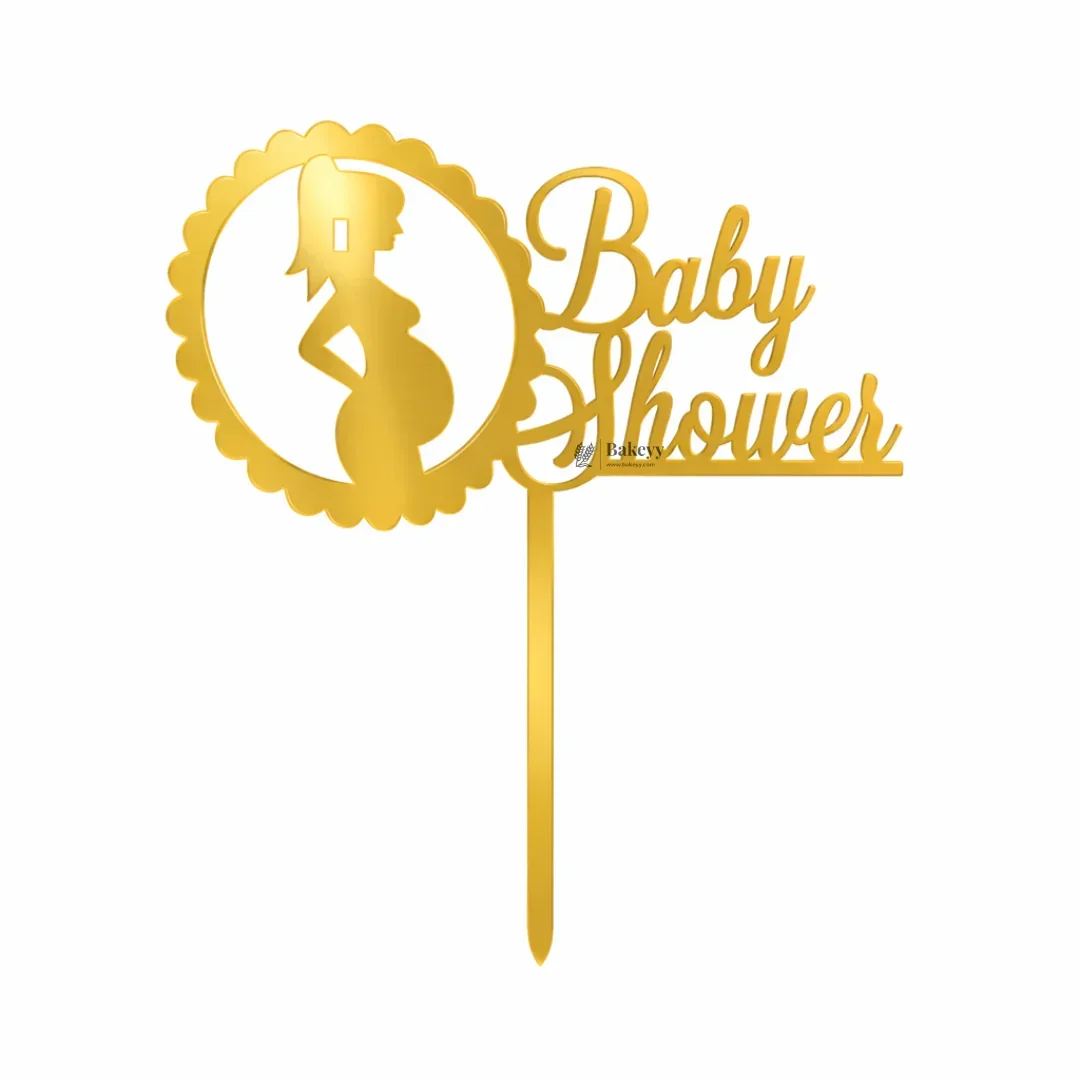4 Inch Gold Acrylic Baby Shower Cake Topper | Oh Baby, Mom To Be & Baby Shower Designs | Pack of 5 - Image 6