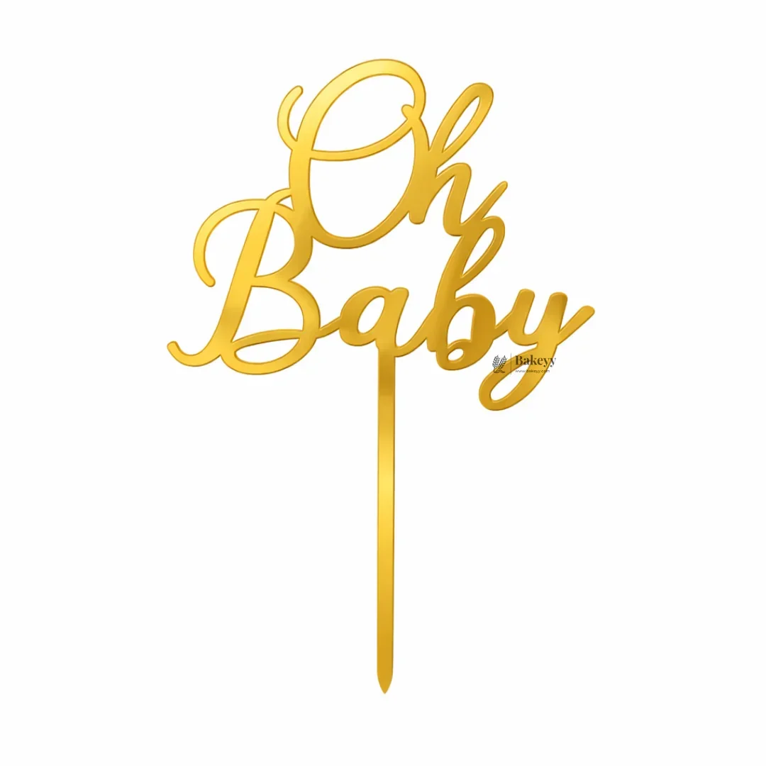 4 Inch Gold Acrylic Baby Shower Cake Topper | Oh Baby, Mom To Be & Baby Shower Designs | Pack of 5 - Image 7