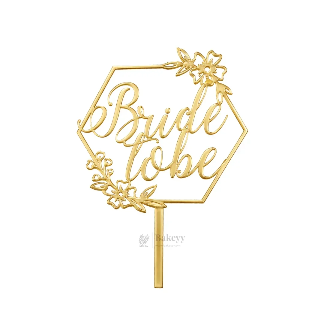 4 inch Gold Bride To Be & Groom To Be Cake Topper Set | Wedding & Pre-Wedding Cake Decoration | pack of 5 - Image 7