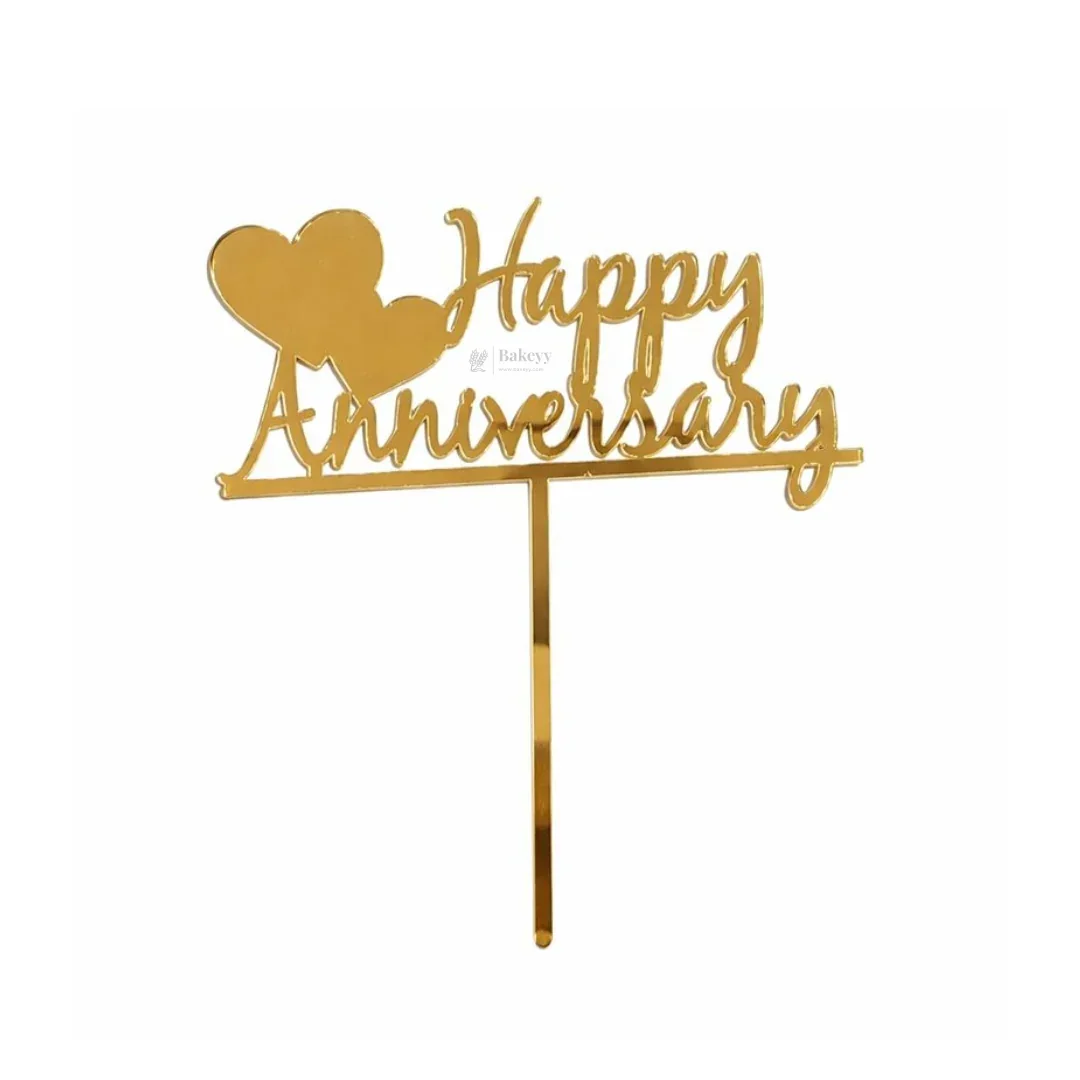 4 Inch Happy Anniversary Acrylic Cake Topper | Assorted Elegant Designs | Celebration Cake Decoration | Pack of 1 - Image 5