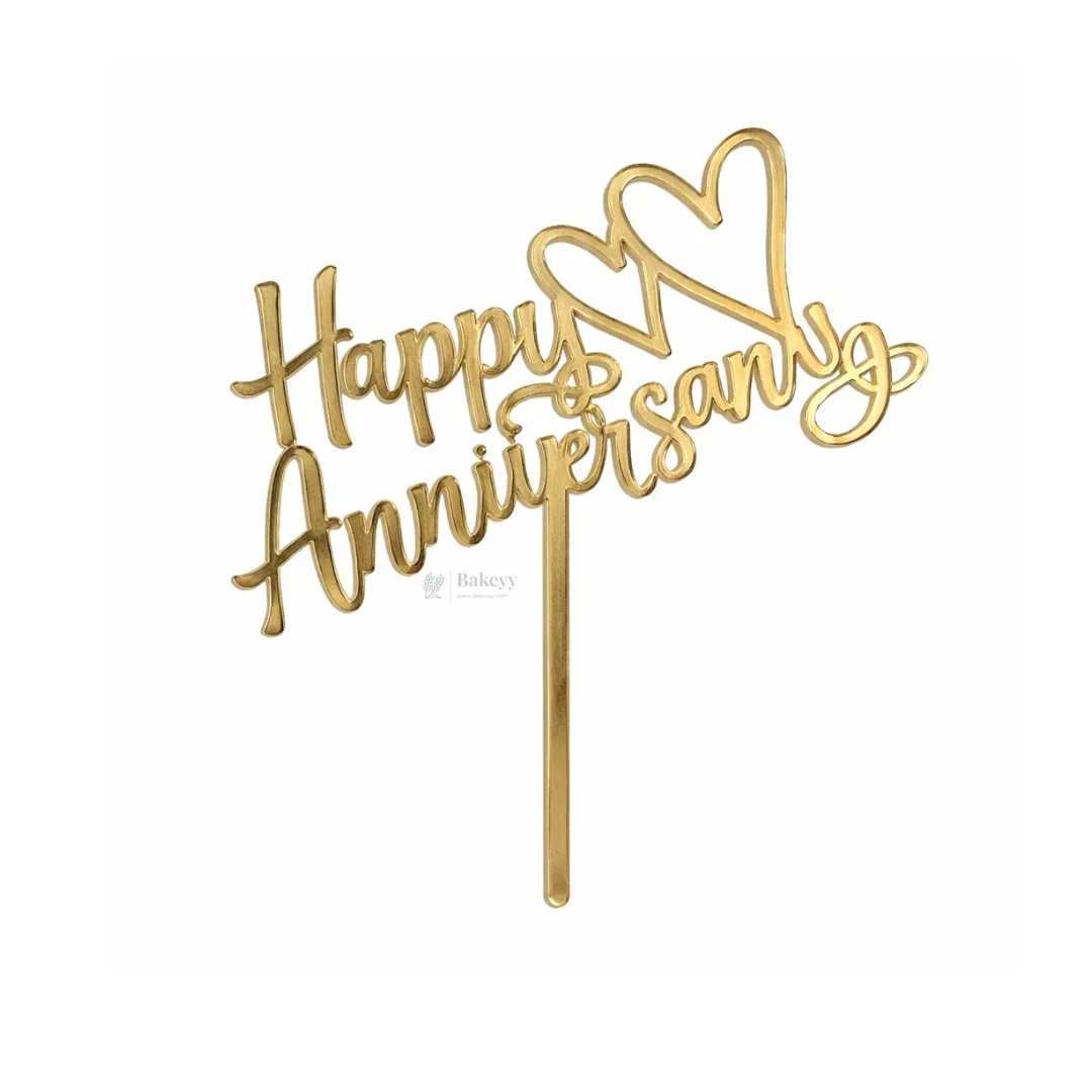 4 Inch Happy Anniversary Acrylic Cake Topper | Assorted Elegant Designs | Celebration Cake Decoration | Pack of 1 - Image 6