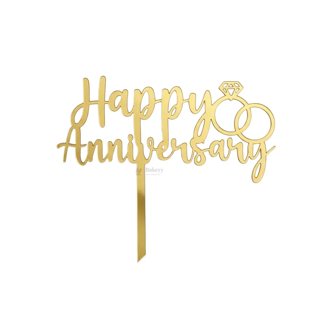 4 Inch Happy Anniversary Acrylic Cake Topper | Assorted Elegant Designs | Celebration Cake Decoration | Pack of 1 - Image 8