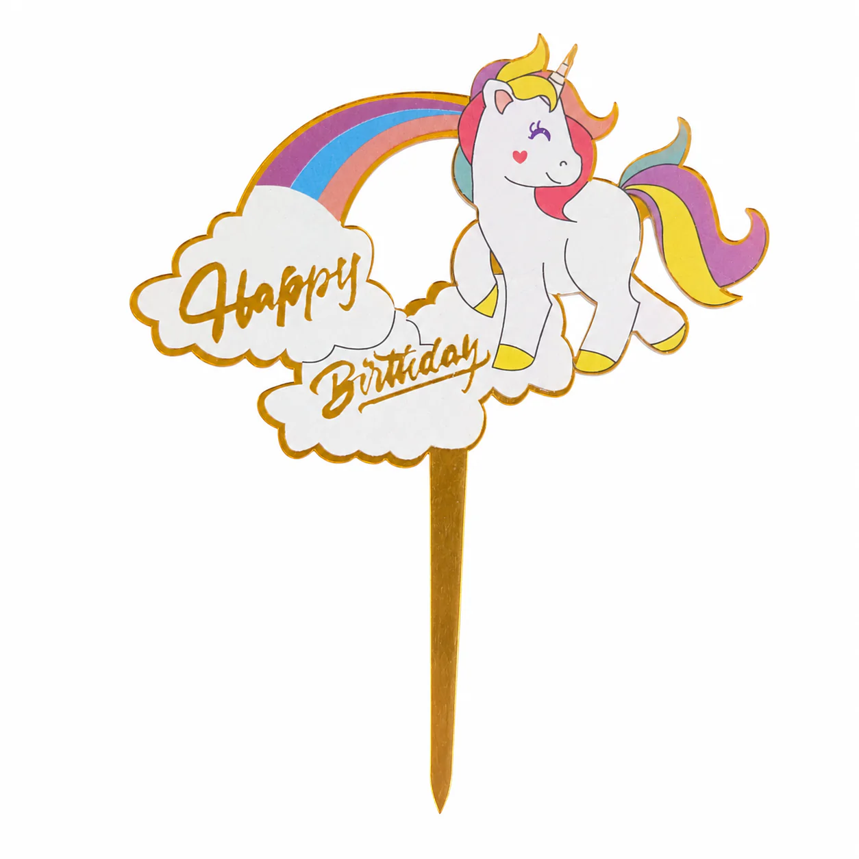 6 Inch | Kids Cartoon Happy Birthday Cake Topper | Gold Cartoon Theme | Pack of 5 - Image 3