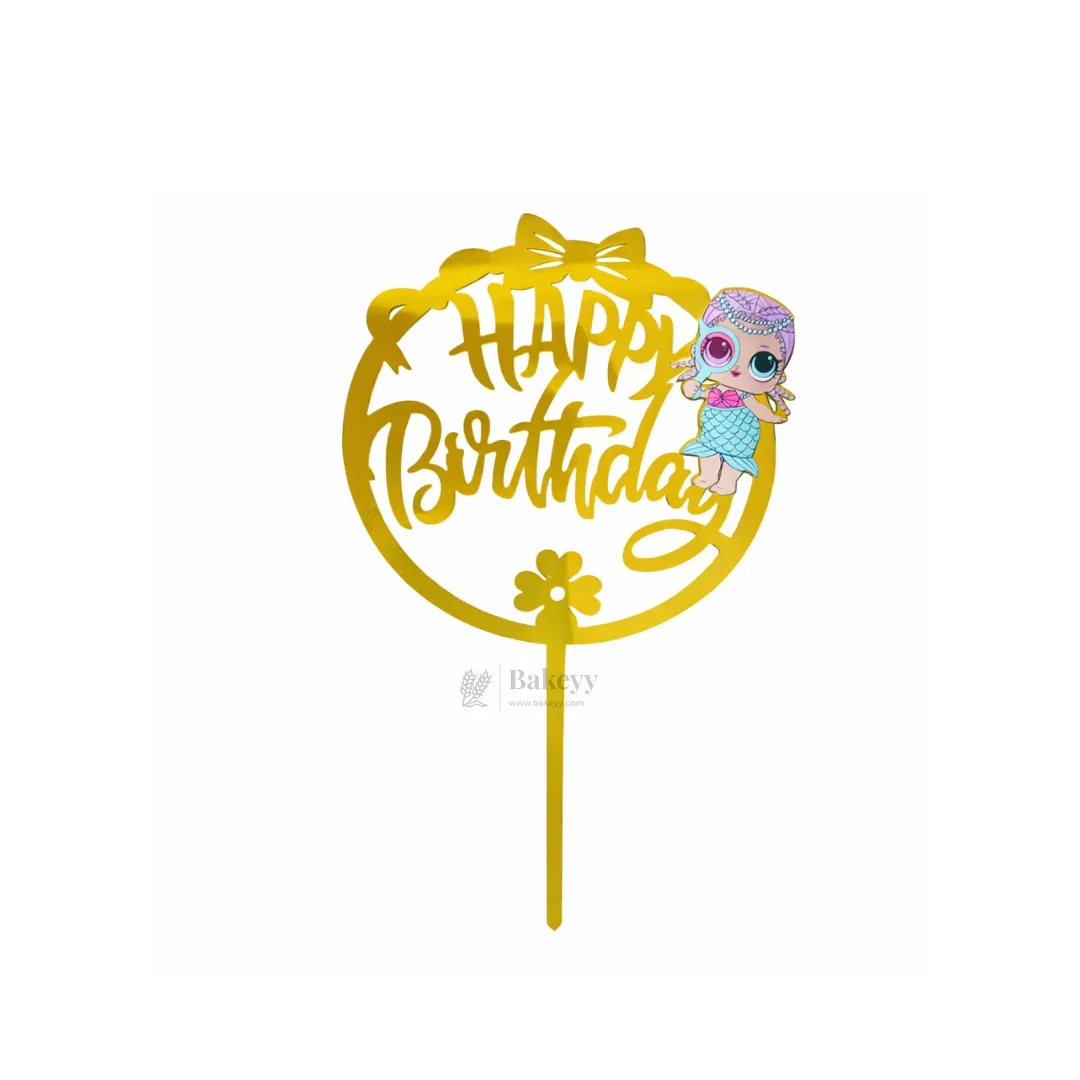 6 Inch | Kids Cartoon Happy Birthday Cake Topper | Gold Cartoon Theme | Pack of 5 - Image 4