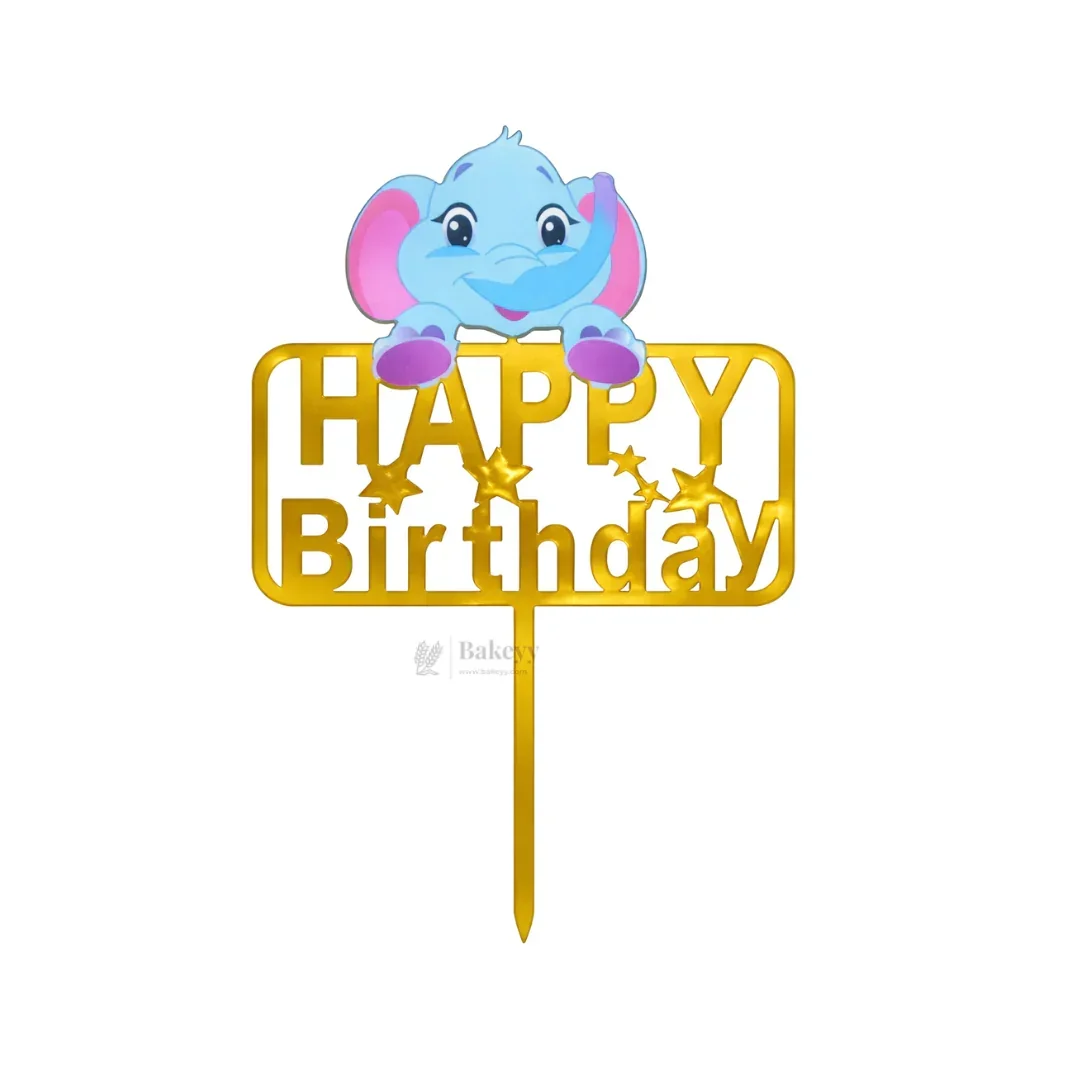 6 Inch | Kids Cartoon Happy Birthday Cake Topper | Gold Cartoon Theme | Pack of 5 - Image 5