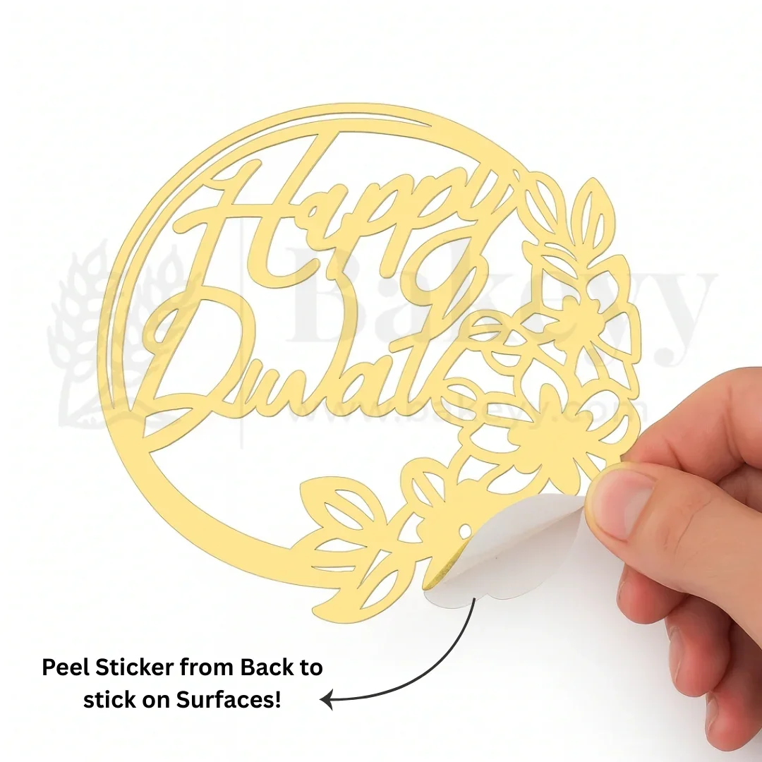 4 Inch| Happy Diwali Topper D4- Self Adhesive| 1 Piece - Image 3