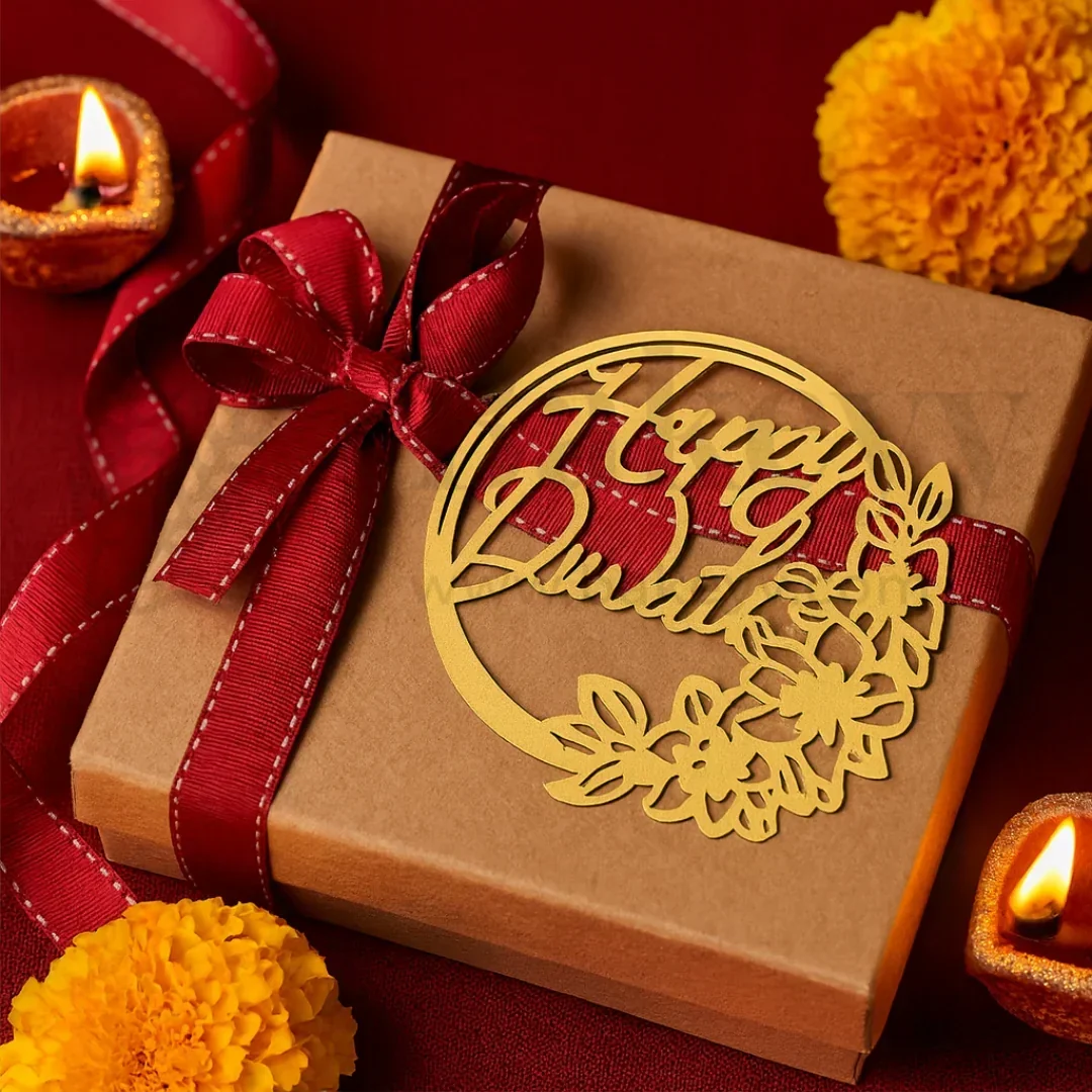 4 Inch| Happy Diwali Topper D4- Self Adhesive| 1 Piece - Image 4