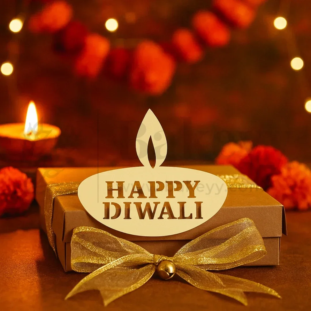 4 Inch| Happy Diwali Topper D6- Self Adhesive| 1 Piece - Image 3