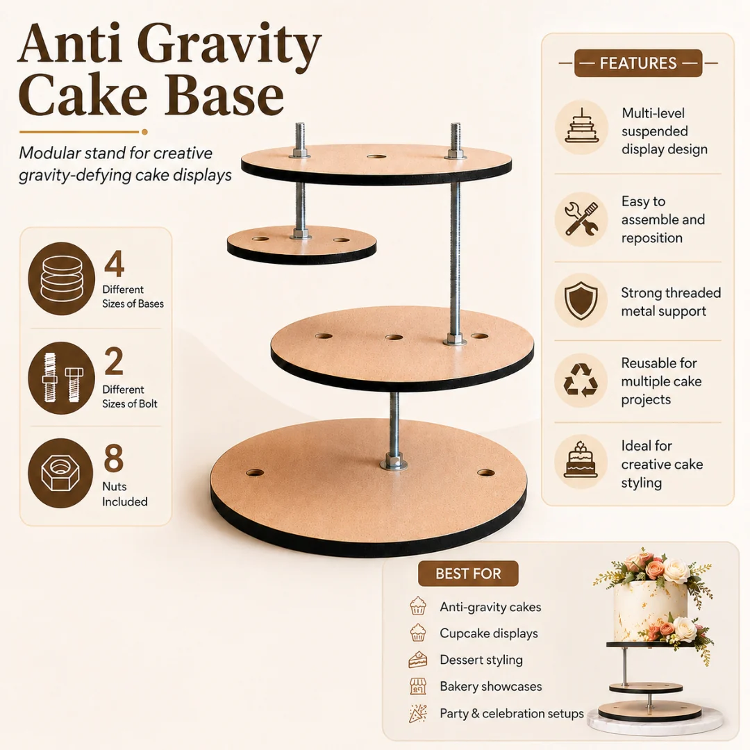 4 Tier Anti-Gravity Cake Stand | Cakes & Cupcakes | Pack of 1 - Image 8