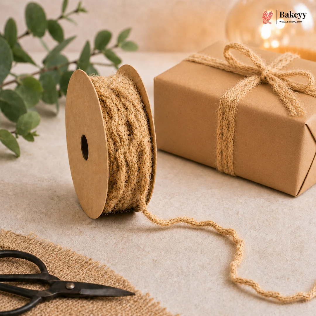 4M Jute Burlap Ribbon Roll | Natural Rustic Ribbon for Gift Packing & Craft Decoration |  Pack of 12 - Image 3