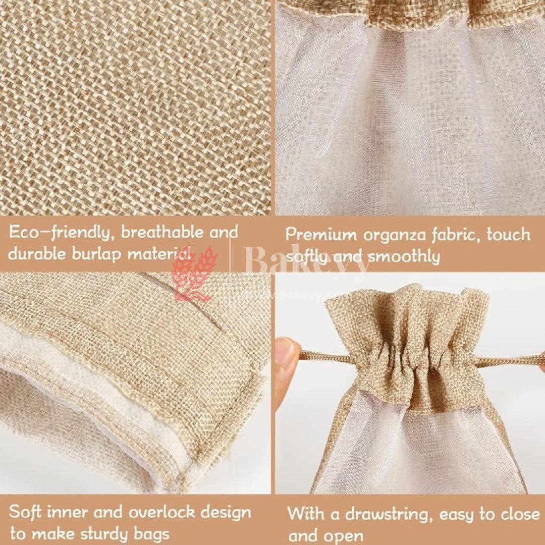 Natural Jute Potli Bag with Window | Gift Return Gifts Bags | Drawstring Bags | Pack of 50 - Image 4