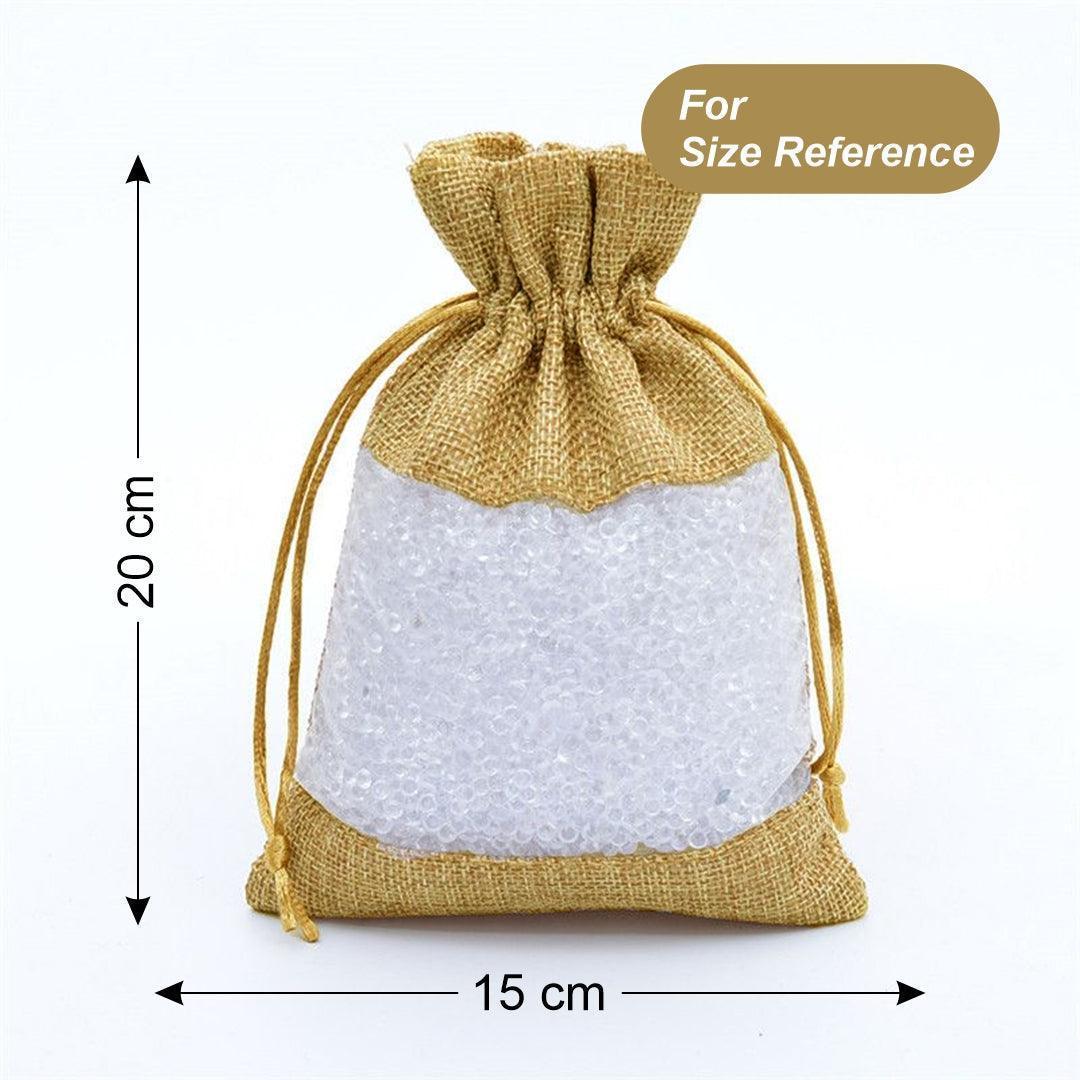 Natural Jute Potli Bag with Window | Gift Return Gifts Bags | Drawstring Bags | Pack of 50 - Image 7