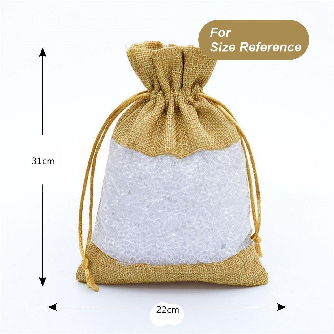 Natural Jute Potli Bag with Window | Gift Return Gifts Bags | Drawstring Bags | Pack of 50 - Image 9
