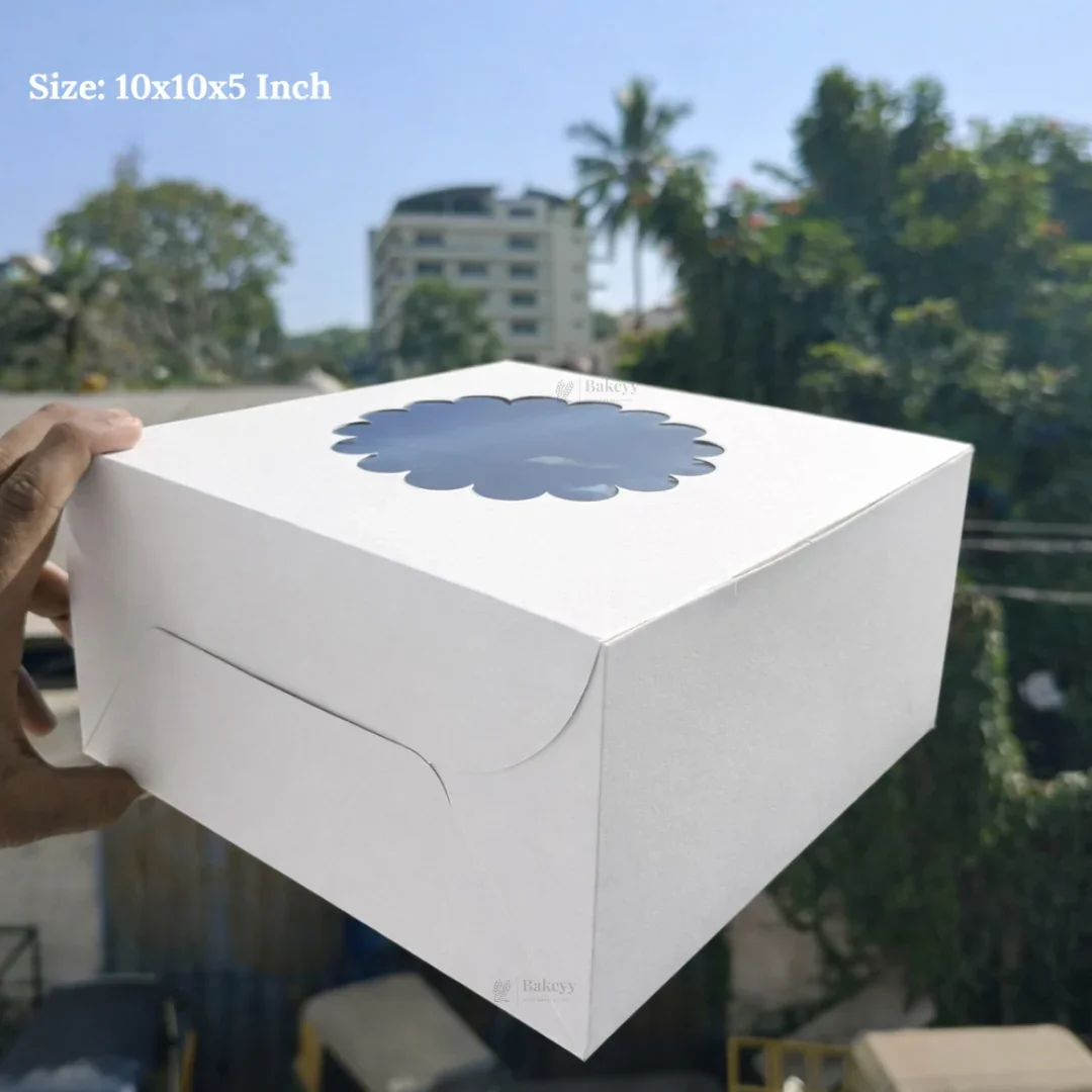 White Cake Box with Flower Window Top | Multiple Sizes Available | Pack of 25 - Image 4