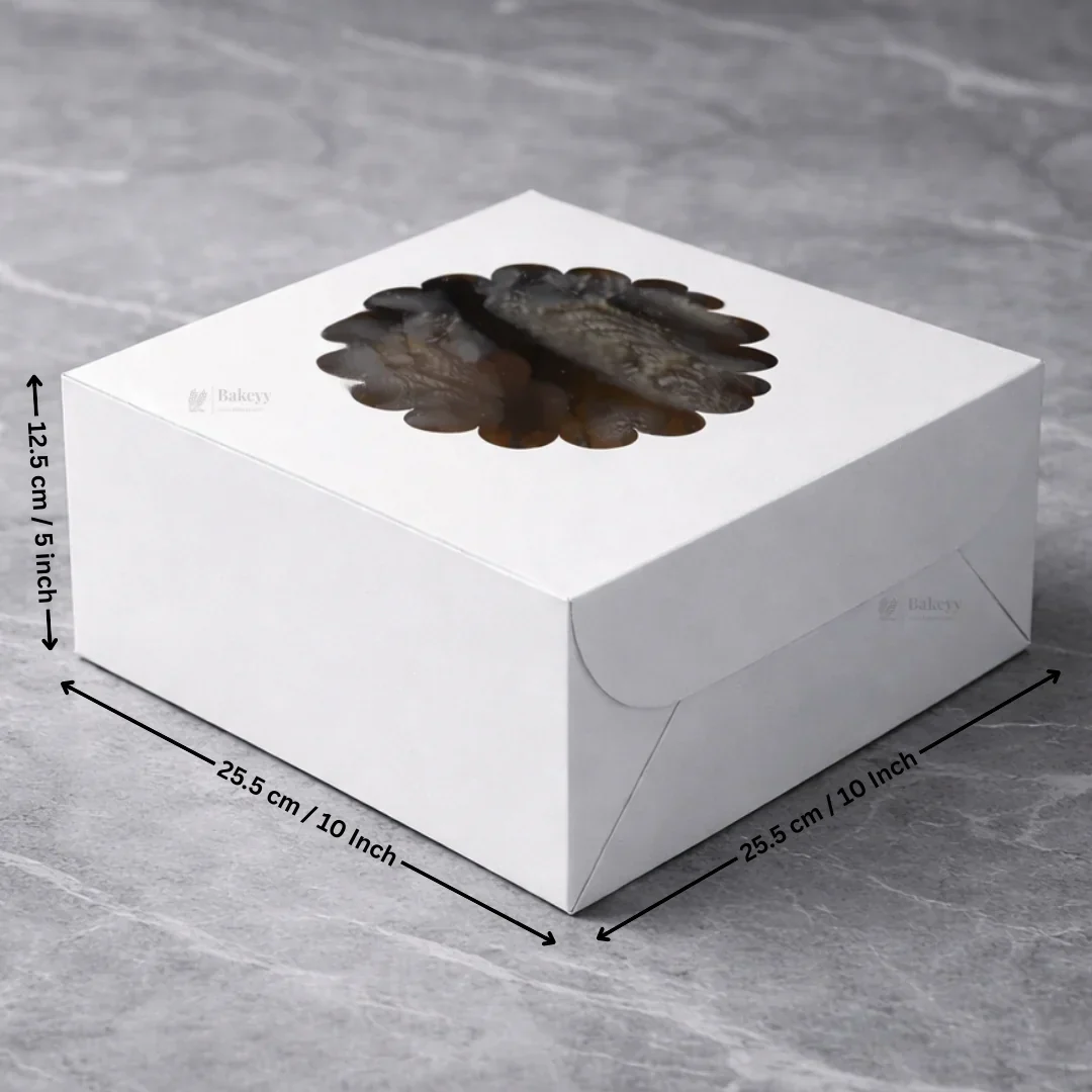 White Cake Box with Flower Window Top | Multiple Sizes Available | Pack of 25 - Image 5