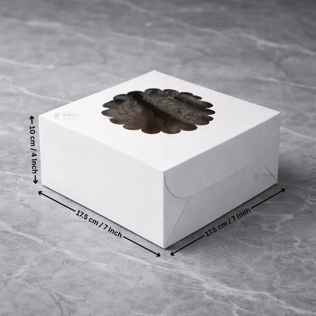 White Cake Box with Flower Window Top | Multiple Sizes Available | Pack of 25 - Image 7