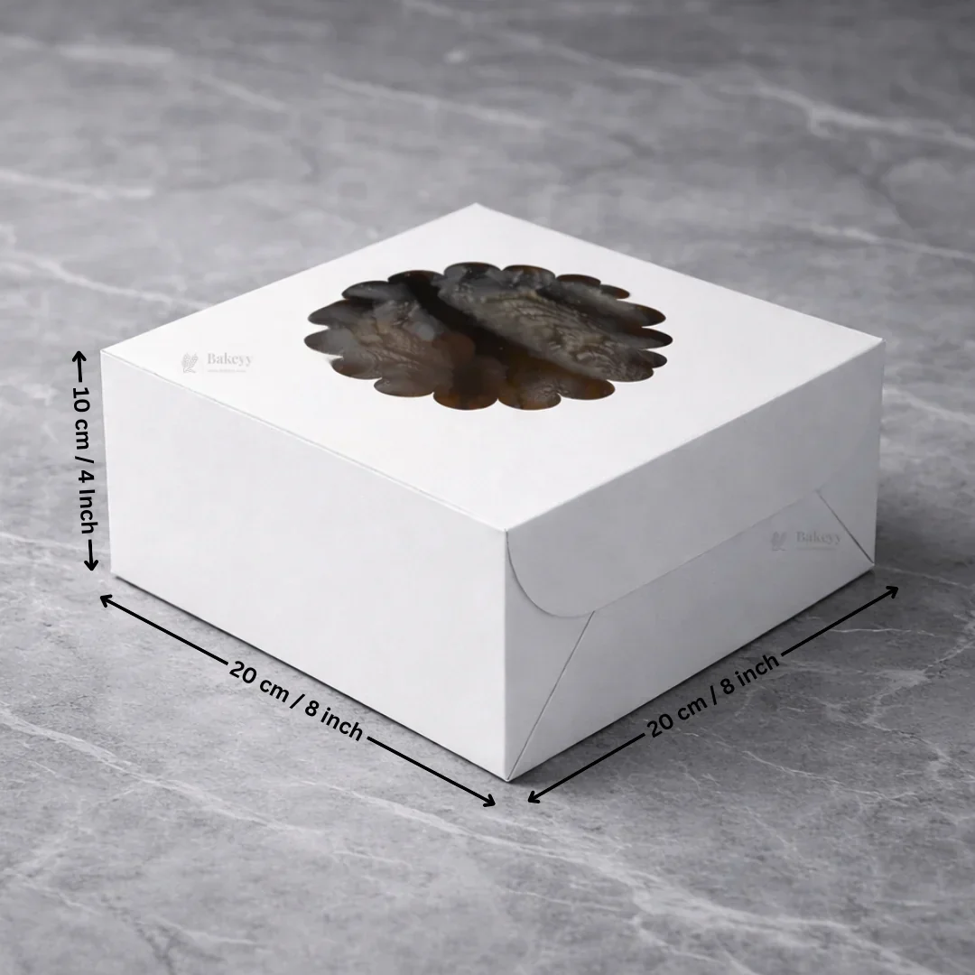 White Cake Box with Flower Window Top | Multiple Sizes Available | Pack of 25 - Image 8