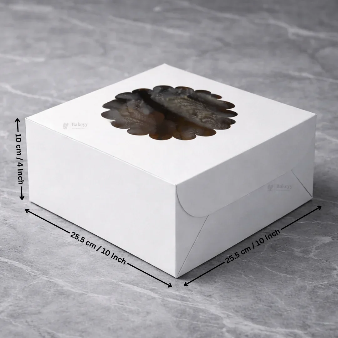 White Cake Box with Flower Window Top | Multiple Sizes Available | Pack of 25 - Image 9