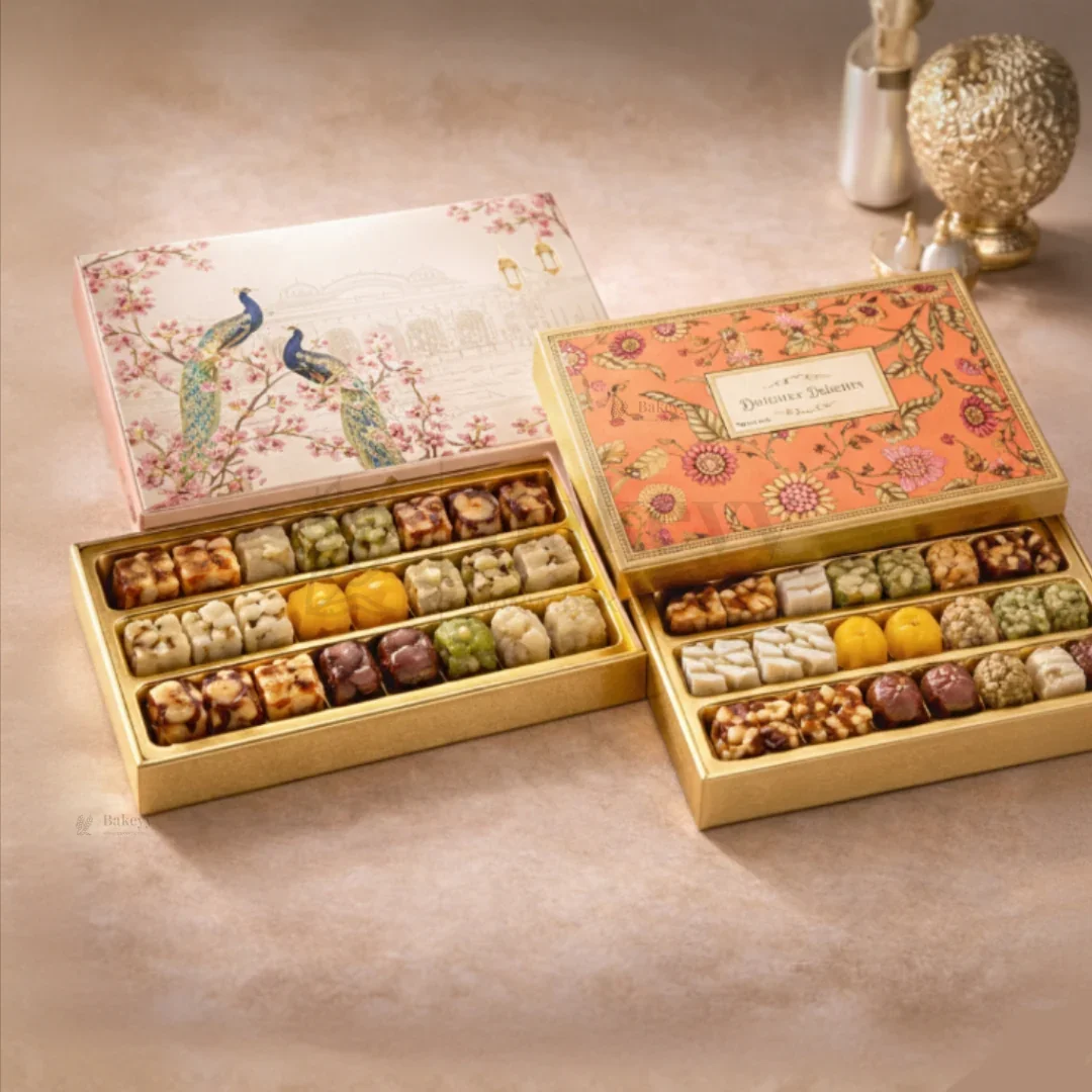 500g Sweet & Chocolate Hamper Box with Gold Tray | Pack of 1