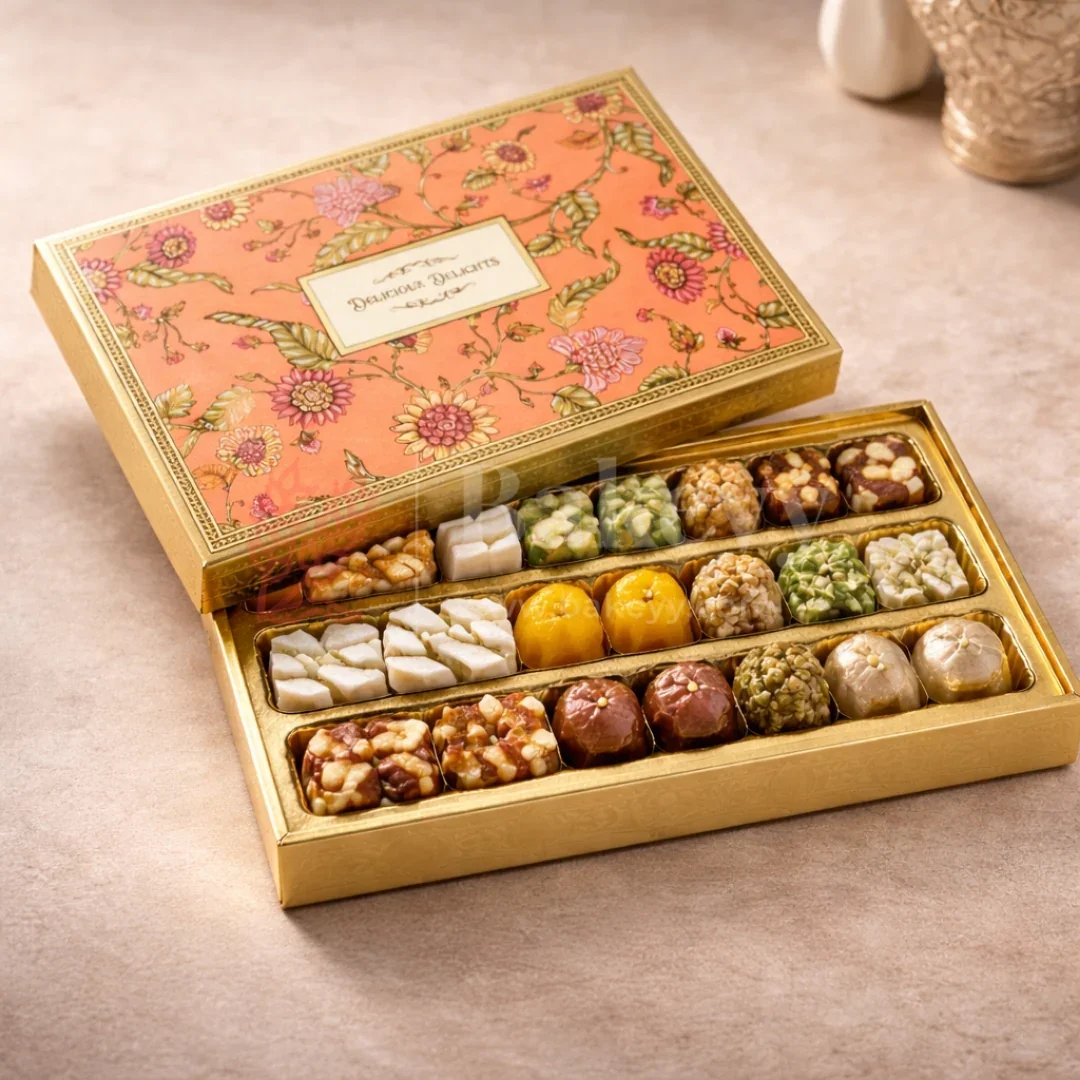 500g Sweet & Chocolate Hamper Box with Gold Tray | Pack of 1 - Image 7