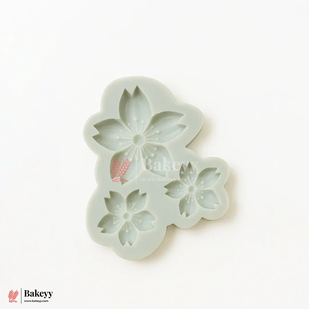 510 - Cherry Blossom Flower Silicone Mold – 3 Cavity | For Fondant, Resin, Clay & DIY Crafts | 1 Piece